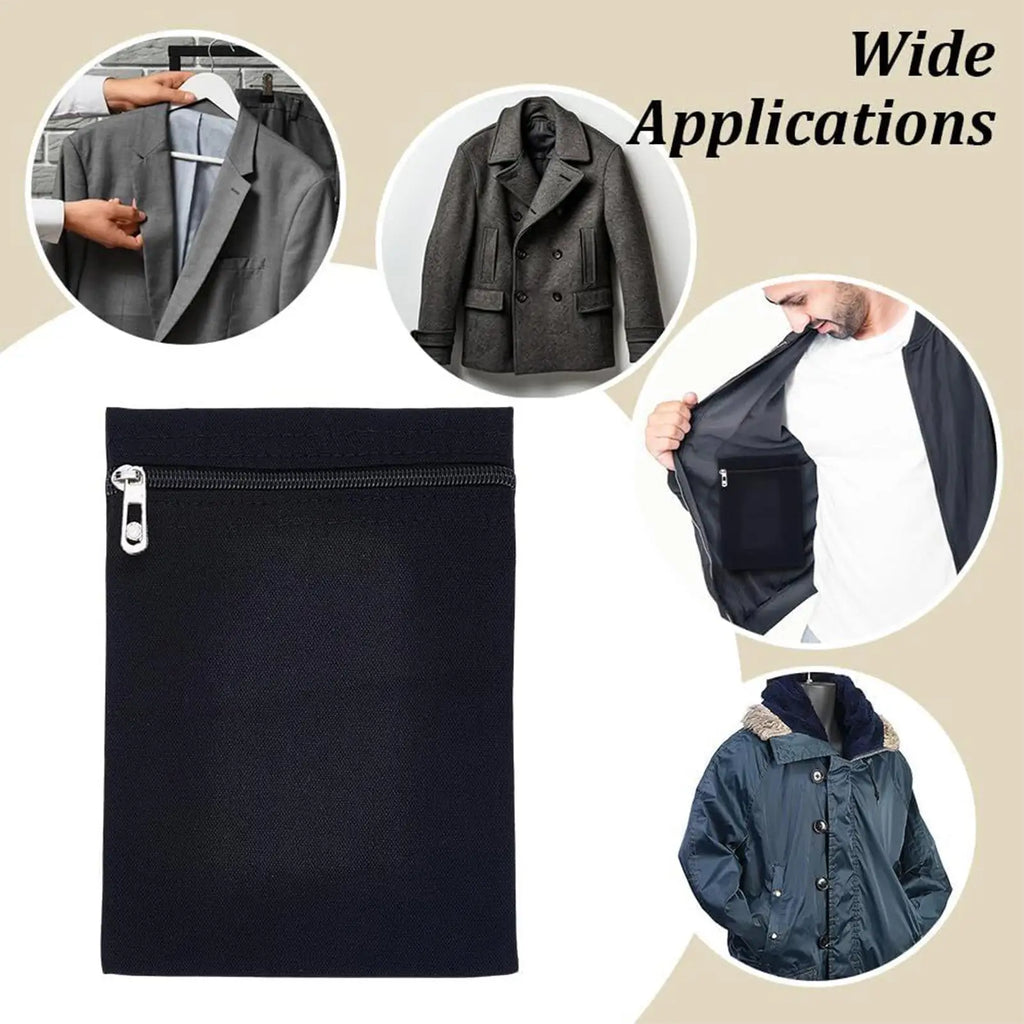 Coat Inside Pockets Anti-Theft Travel Wallet with Zipper Secure Side Pocket for Jacket Clothes Coat Sweatshirt Shirt Robe Hoodie Qme