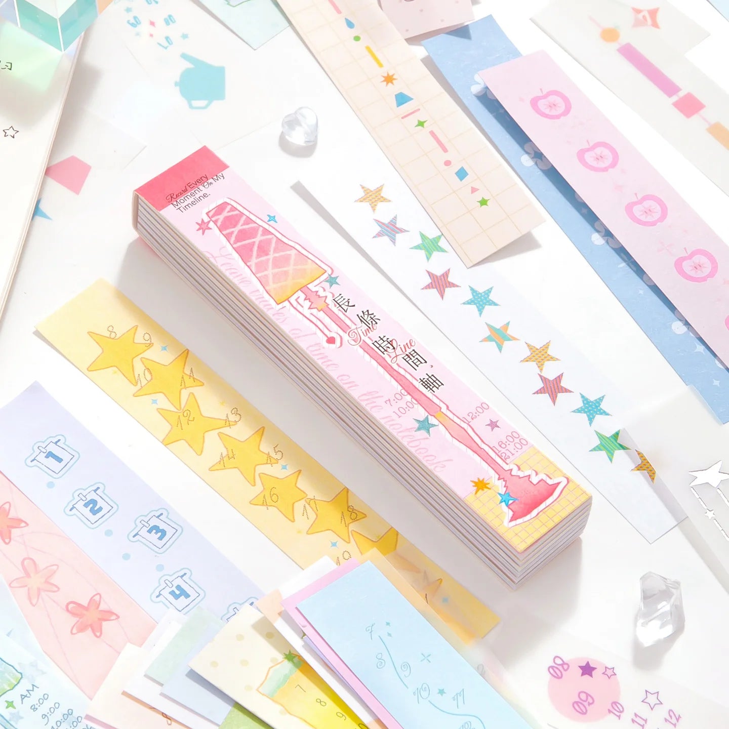 36 Pcs Long Timeline Series Colored Background Paper DIY Diary Decoration Scrapbooking Junk Journal Stationery Supplies Notepad Qme D-72 Pcs