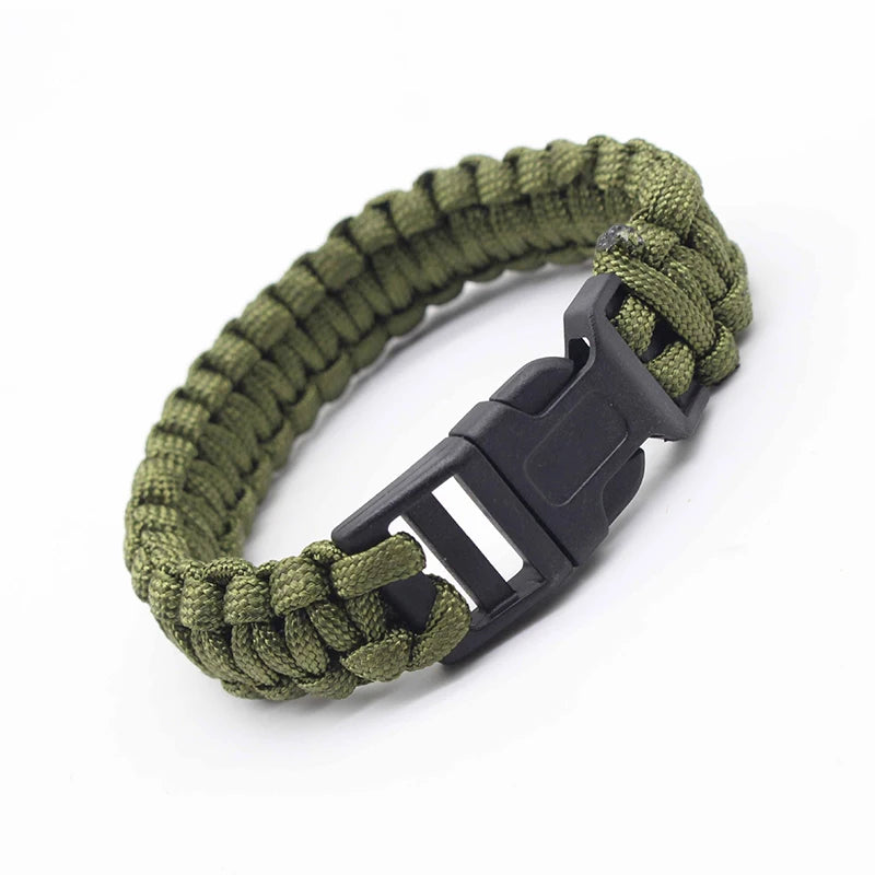 23cm Seven Core Paracord Escape Outdoor Emergency Plaited Rope EDC Camping Survival Saving Bracelet Tools Umbrella Rope Bracelet Qme Green