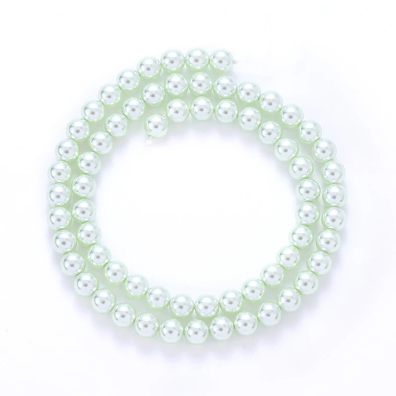 6mm Round Glass Pearl Beads Glass Round Tiny Craft Loose Spacer Beads for DIY Craft Necklaces Bracelets Jewelry Making Qme Color 10 6mm-70pcs