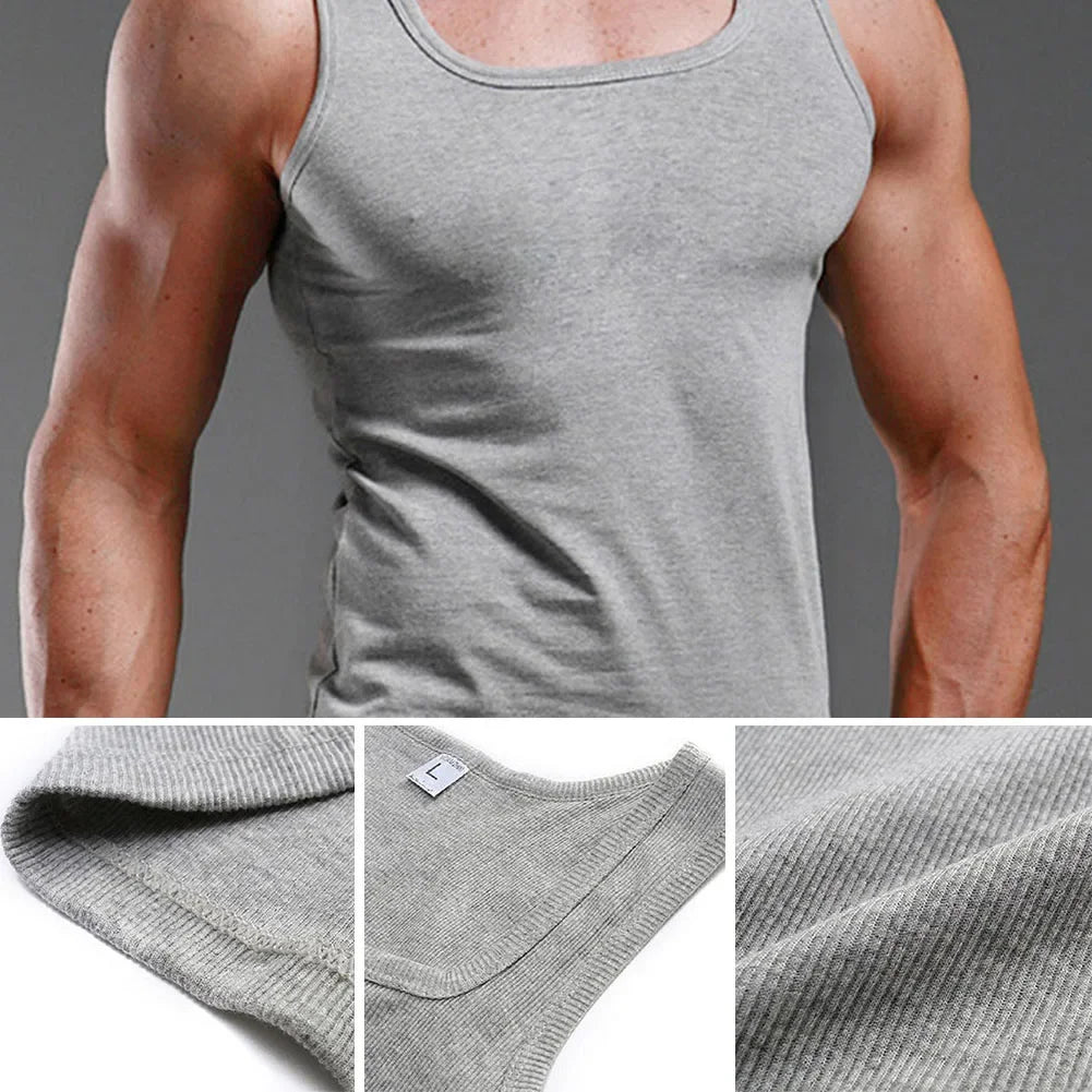 Men Solid Tank Top Breathable Sport Vest Quick-drying Keep Fit Shirt Sleeveless Square Neck T-shirt Running Fitness Clothing Qme