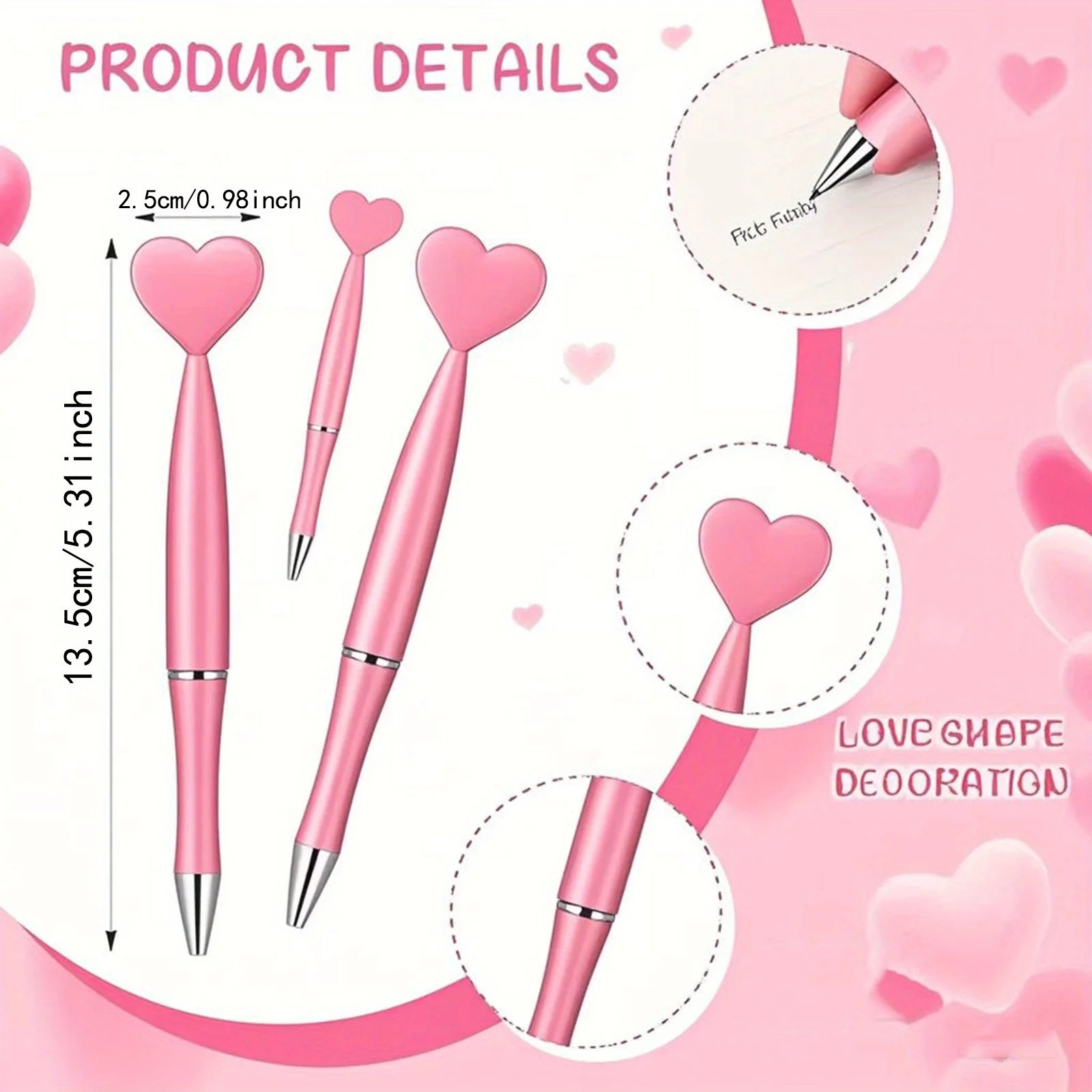Valentine's Day Party Pen Black Gel Ink Red Heart Ball Pen Suitable for Children and Adults Office School Christmas Qme