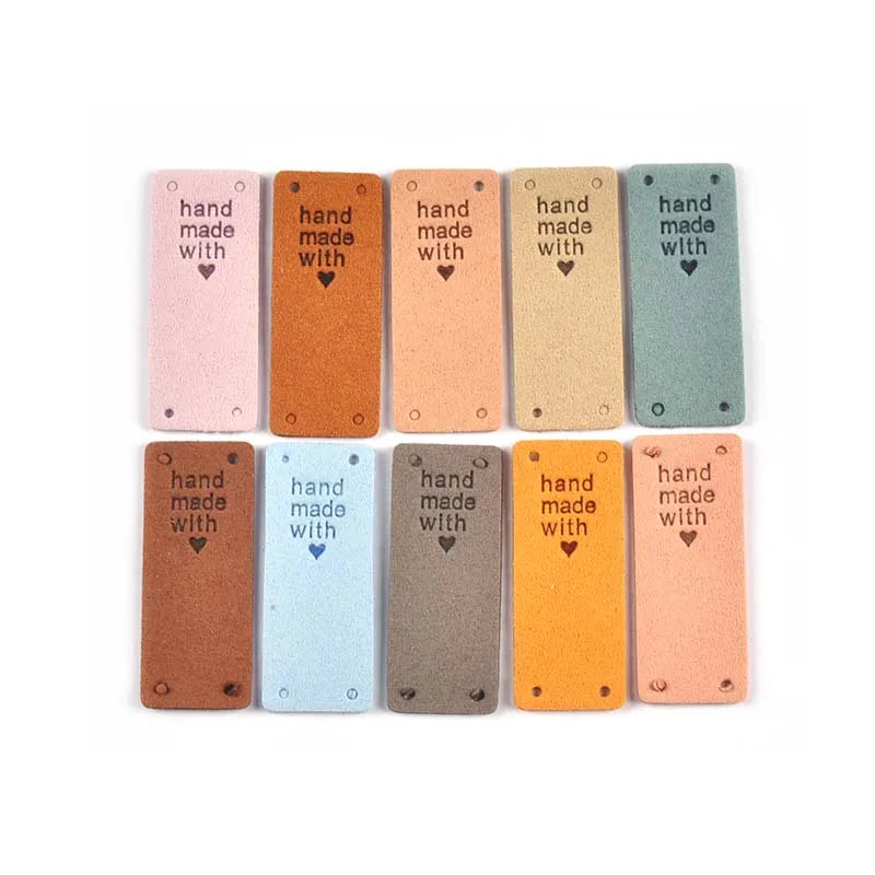 20Pcs 2x5cm Colorful Letter Handmade Crafts Embossed Labels For Sew On Clothes Accessories Garment Leather Tags DIY Supplies Qme random mix