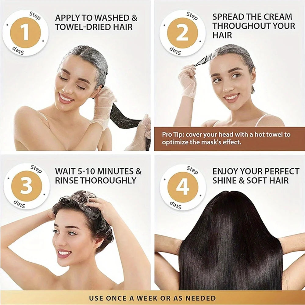 2 Pack GZE Collagen Keratin Hair Mask Deep Conditioning for Dry, Damaged Hair Restores Elasticity- for Healthy, Beautiful Hair Qme