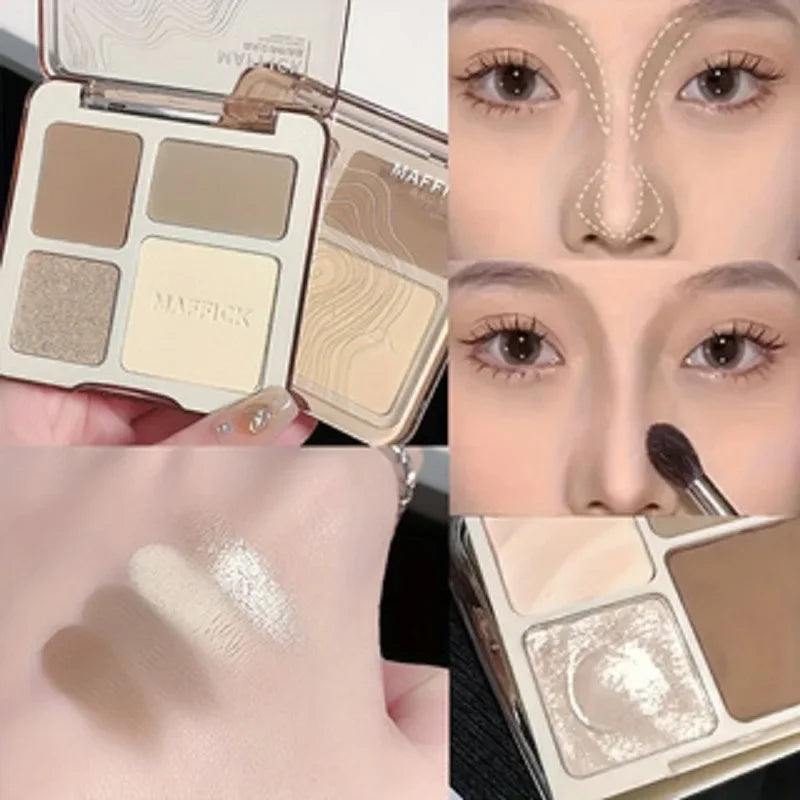 Natural Stereoscopic Face Powder Palette Matte Bronzer Contour Qme