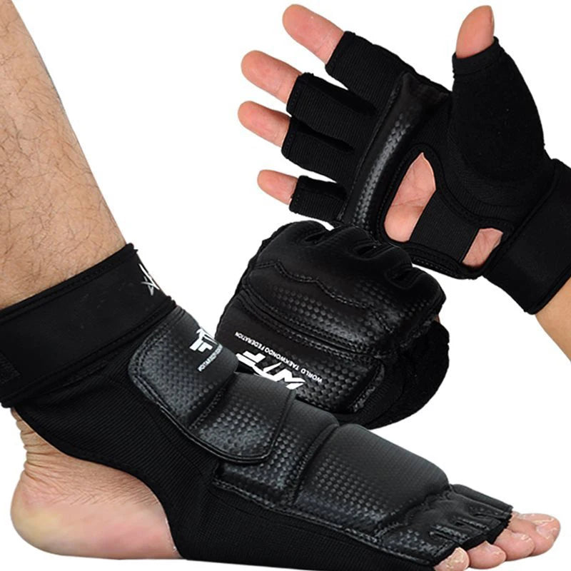 1Pair Karate Gloves Martial Taekwondo Leather Foot Equipment Half Qme