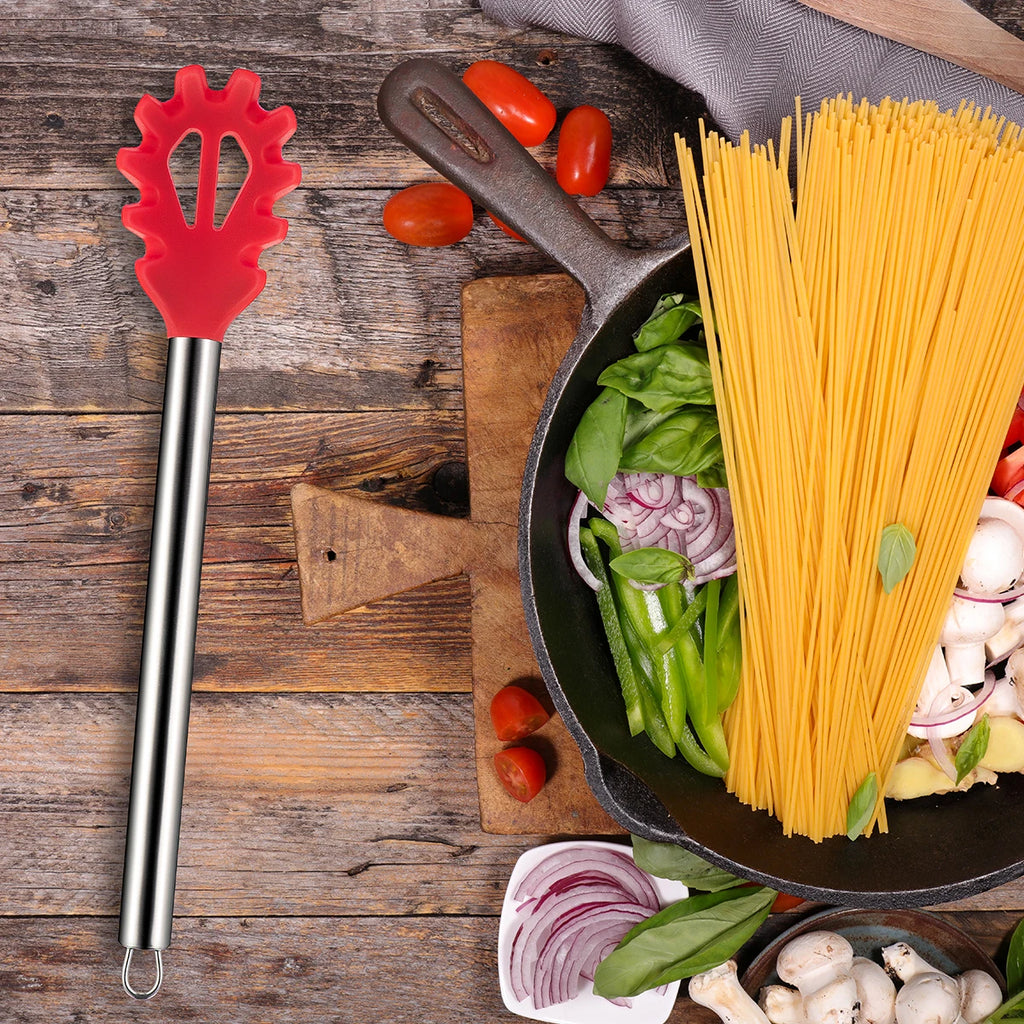 Spaghetti Spoon 13 Inch Silicone Spaghetti Fork Heat Resistant Noodle Spoon Qme