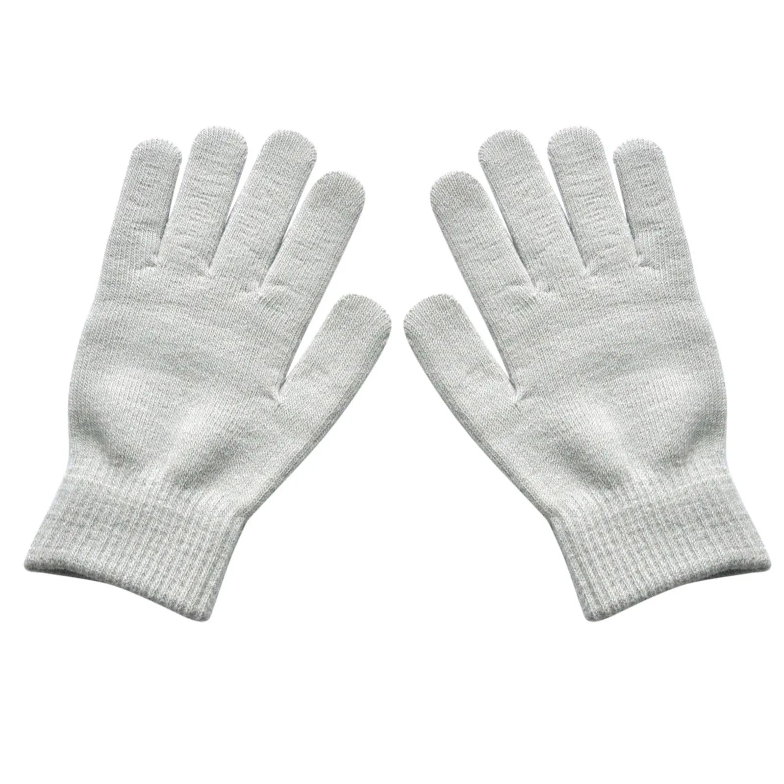 Adult Solid Color Knitted Gloves Outdoor Activity Sports Riding Warm Windproof Gloves Household Protective Gloves Qme White One Size