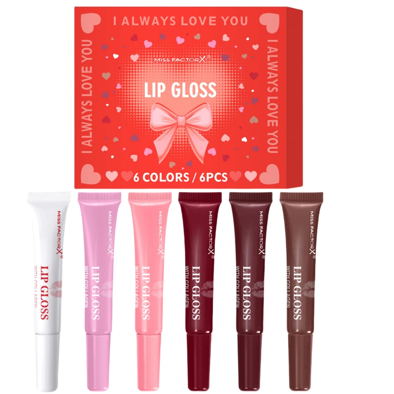 6pcs/box 6-Color Lip Gloss Set Unique Gift Set Long-Lasting Moisturizing Glossy Lip Color Valentine’s Day Gift Thanksgiving Gift Qme Lip gloss 6 pcs
