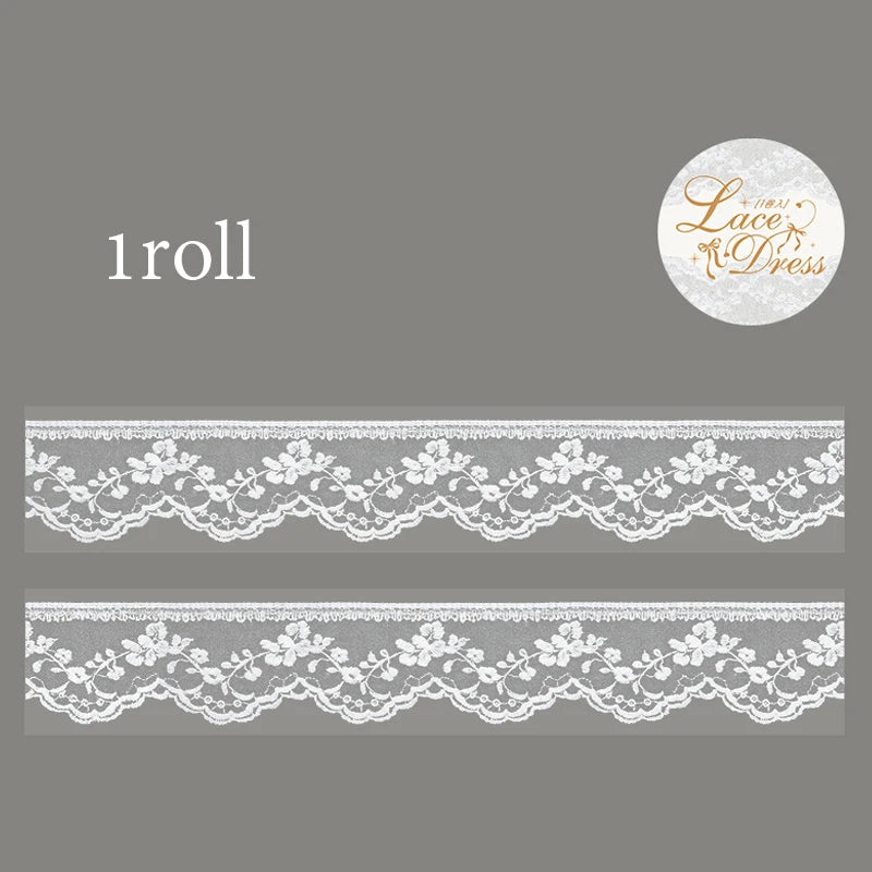 3 Rolls Imitation French Palace Lace Border Washi Tape, Elegant White Lace Stickers for Junk Journal Decoration Qme B