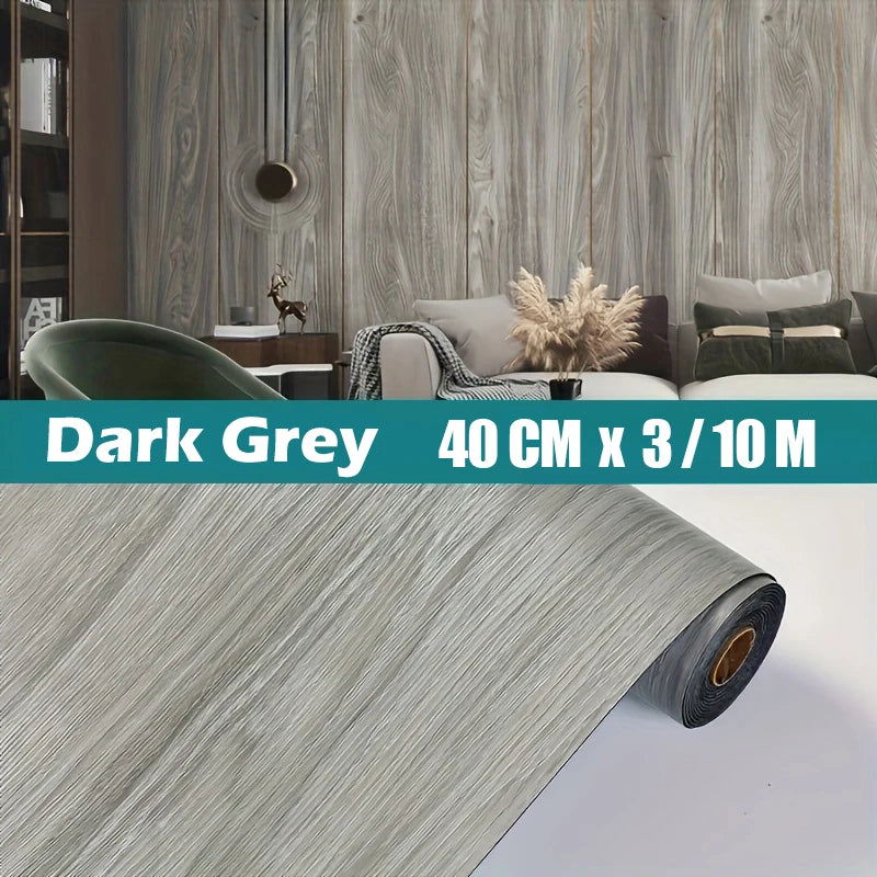 40CM Thickened Wood Grain Self adhesive Floor and Wall Sticker Background Wall Decoration for Bedroom Kitchen Living Room Qme B 40cmX10m