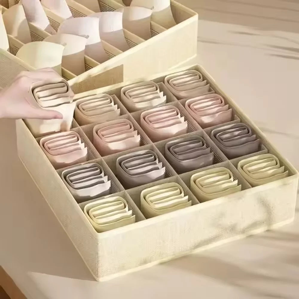 3-in-1 Drawer Organizer for Underwear & Socks Foldable Fabric Storage Box with Compartments for Bras & Panties Qme