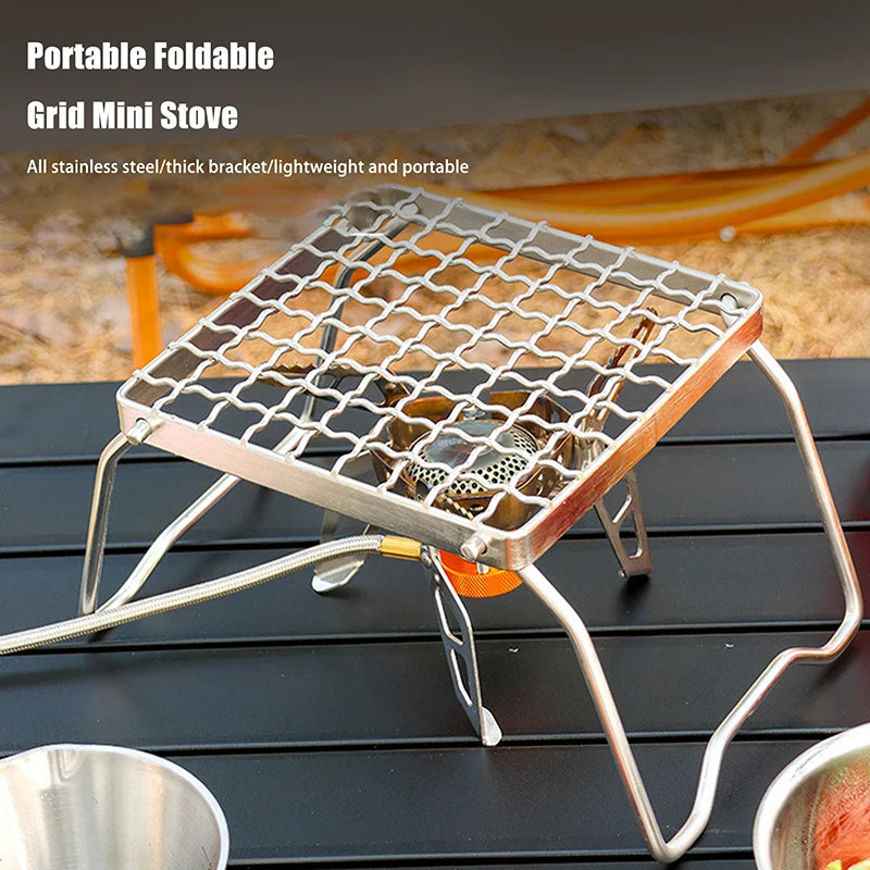 Outdoor Stainless Steel Camping Grill Portable Foldable Mini Rack Qme