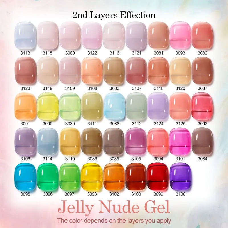 Nailco Jelly Gel Nail Polish Transparent Varnishes 44 Colors Red Pink Qme