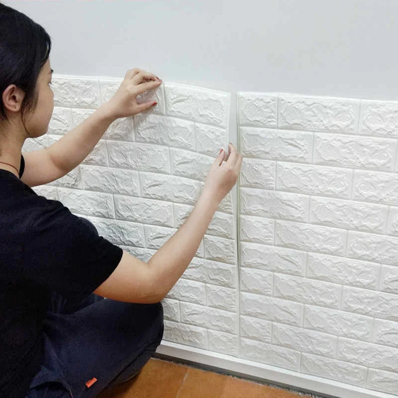 1m 3D Brick Pattern Wall Sticker Self-adhesive Panel Waterproof Qme