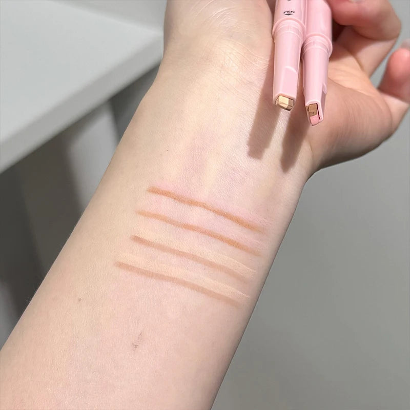NICEKEY Two-tone Paste Lying Silkworm Pen Under Eye Liner Brighten Shadow Pencil Makeup Nude Pink Beige Eyeliner Pen Contouring Qme