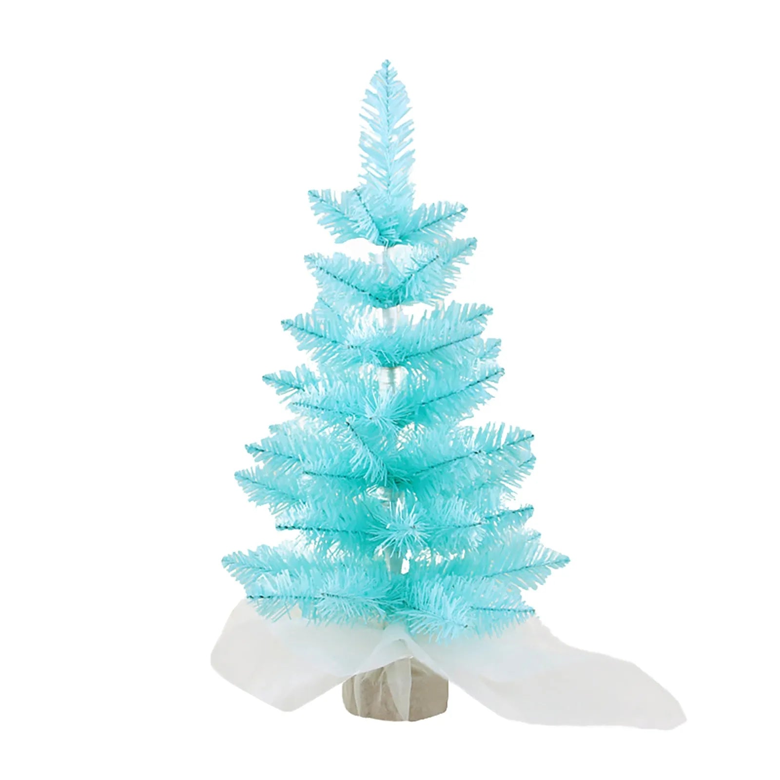 Artificial Mini Colorful Trees Christmas Village Trees with Wood Base Small Sisal Tree for Tabletop Christmas Decoration Qme Blue