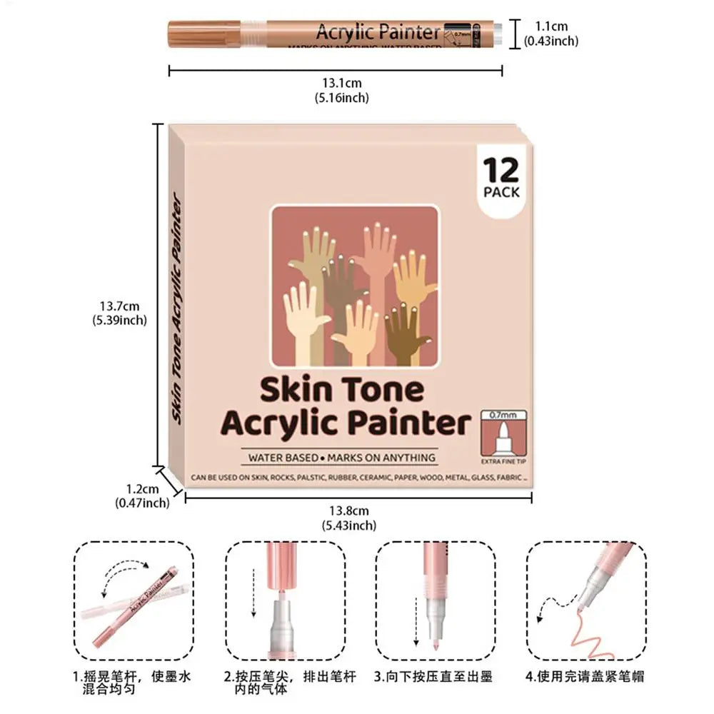 Nail Arts Graffiti Pen Body Painting Graffiti Skin Color Water-based Pen Dot Flower Hook Line Waterproof Acrylic Pigment Pen Qme China Mainland B