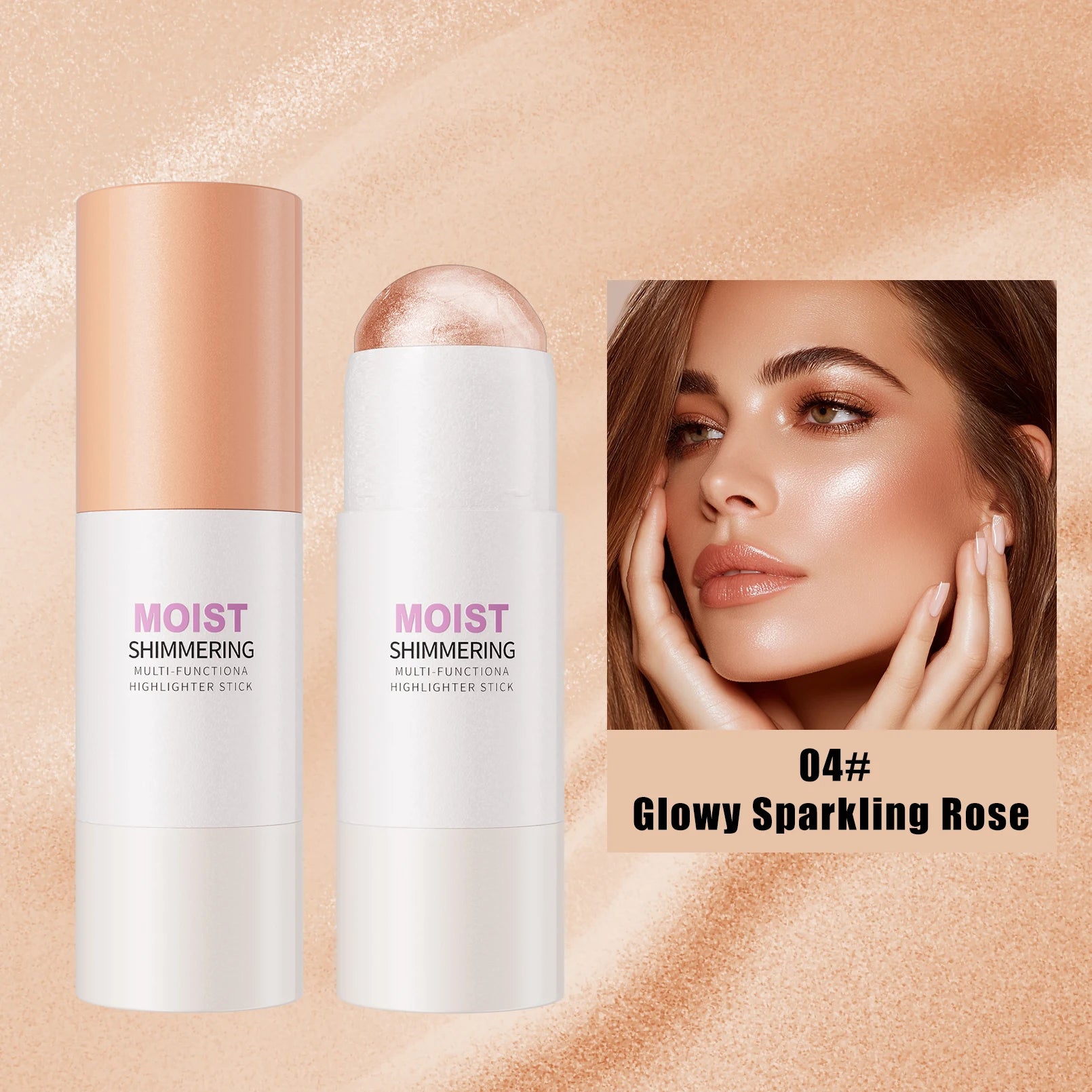 [Natural Glowup] 1pc Glowup Highlighter Stick | Natural Brightening Face Contour & Highlight Makeup, Medium Coverage, Buildable Qme 9519-4