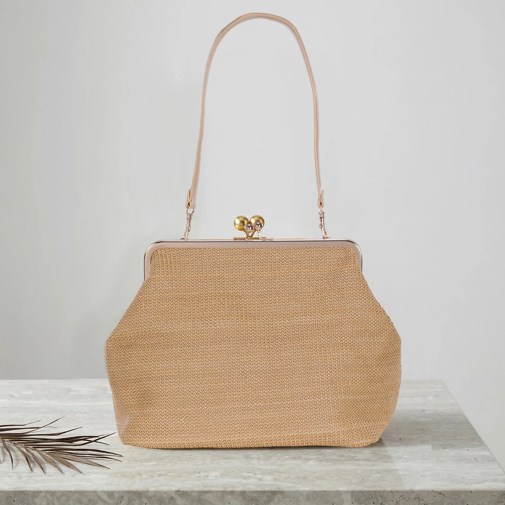 Straw Purses and Striped Handbags Boho Beach Tote Purse Woven Straw Clutch Large Capacity Kiss Clasp Shoulder Bag for Women Qme Style 3