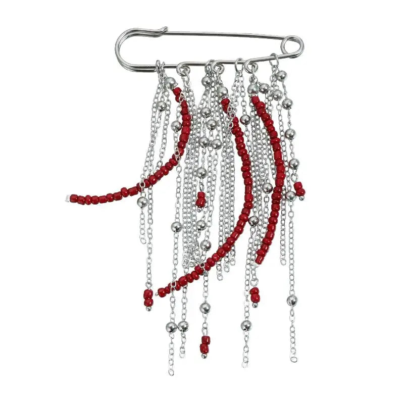 Fashion Exaggerated Beads Beaded Fringed Chain Brooch Retro Design Suit Pin Pendant Fixed Pin Party Jewelry Accessories Gifts Qme