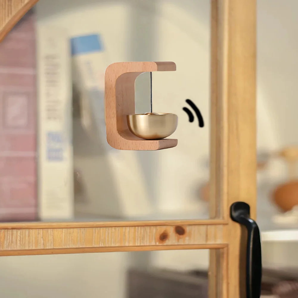 Dopamine Wind Bell Magnetic Suction Door Glue Free Wind Chimes Entrance Doorbell Reminder Walnut Wood Wind-bell Home Decor ﻿ Qme