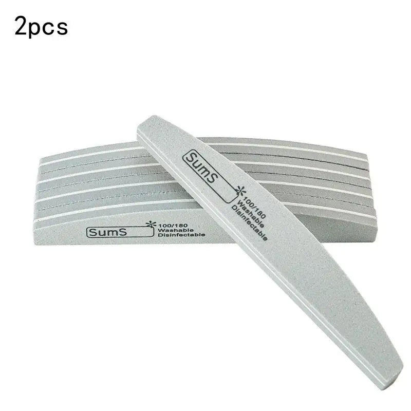 2 5 Professional Double-sided Nail File Block Colorful Sponge Polish Qme 2pcs Gray