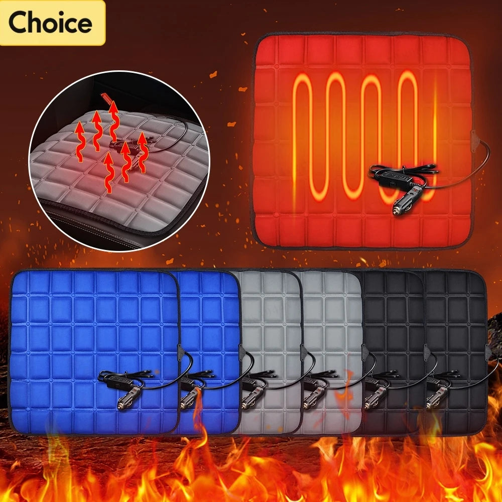 12V Car Seat Heated Cover 3 Gear Adjustable Temperature Electric Heating Pads Heated Car Seat Cushion Winter Seat Warmer Qme