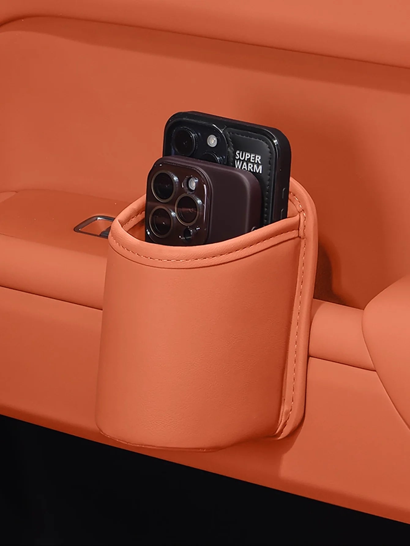 PU Leather Car Cup Holder Storage 2-in-1 Beverage Box High-end Mobile Qme
