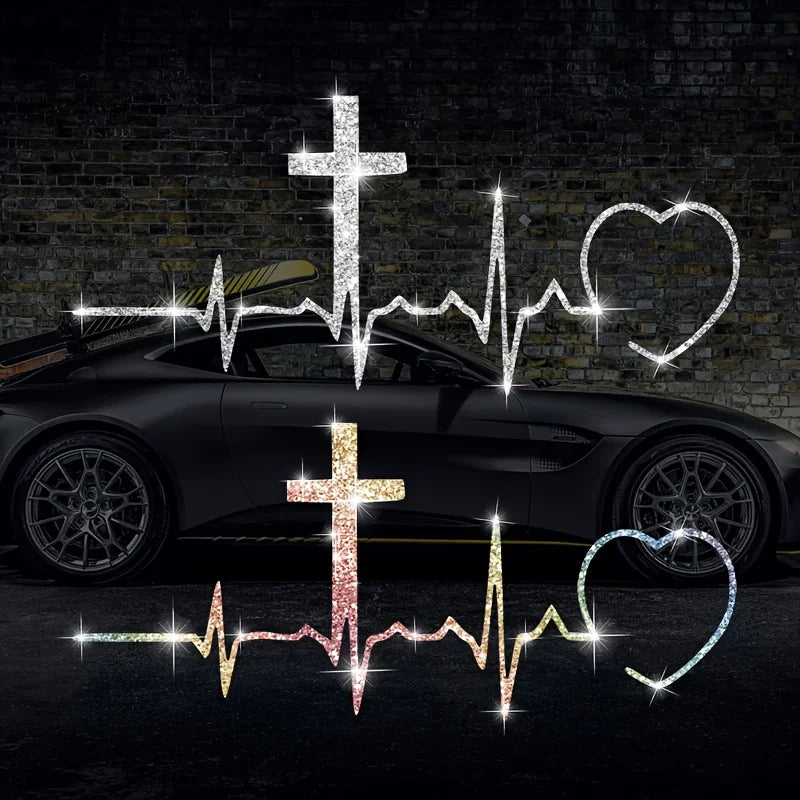 Reflective heart-shaped pattern stickers, suitable for use on cars, motorcycles, laptops, and glass decorations. Qme