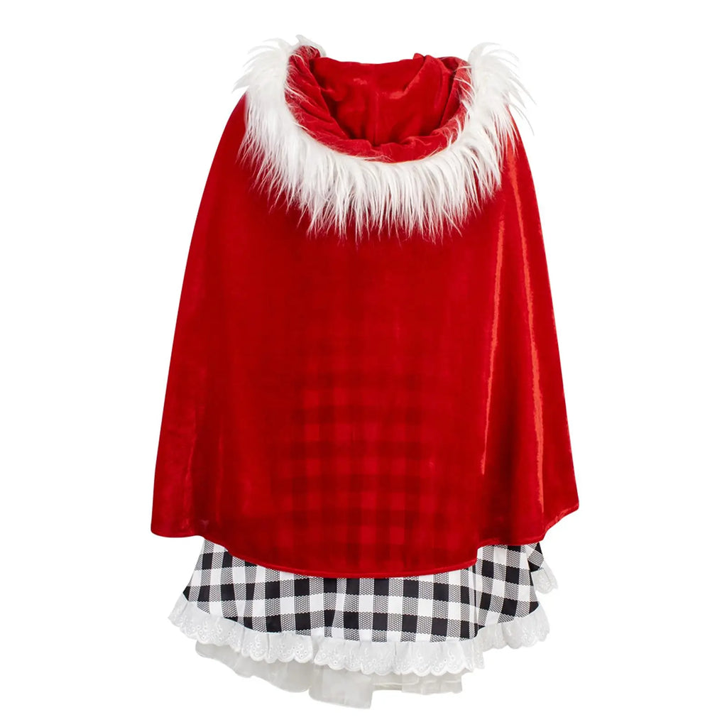 7PCS Cindy Lou Who Costume Cindy Wig Dress Cape Accessories Christmas Cosplay Outfits for Halloween Party Adult Qme