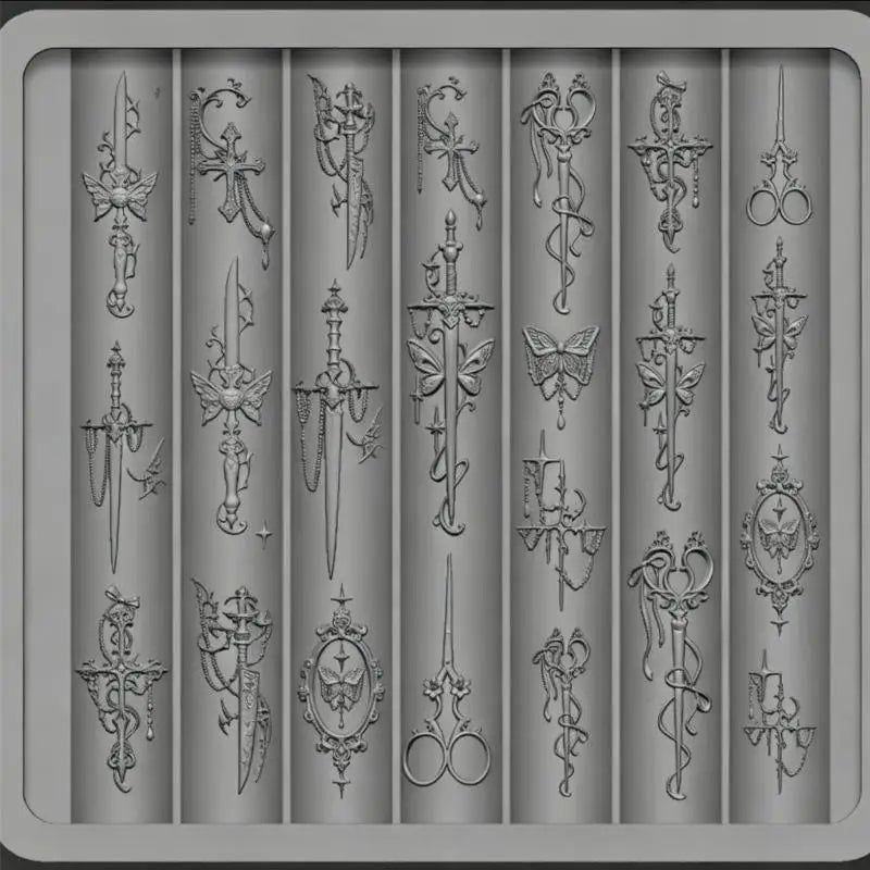 Vintage Baroque Nail Mold Elegant Bow Butterfly Patterns Creative Art Qme