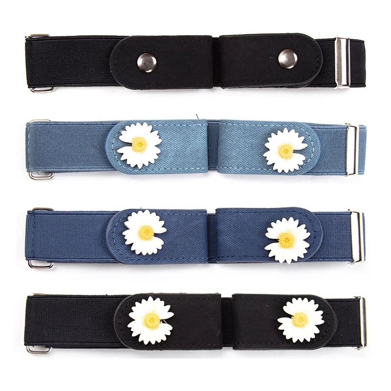 Women Girls Belt Buckle-free Elastic Invisible Jeans Without Buckle Qme
