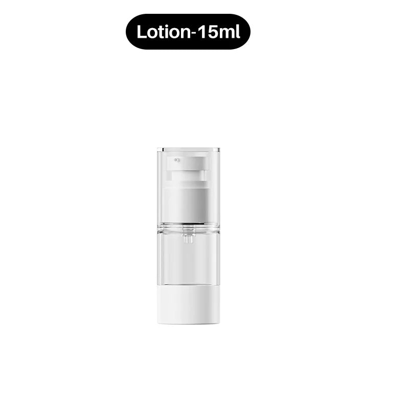 15-100ml Airless Pump Bottles Clear Refillable Vacuum Bottle Set Travel Portable Lotion and Spray Dispenser Cosmetic Containers Qme 15ml-Lotion Bottle