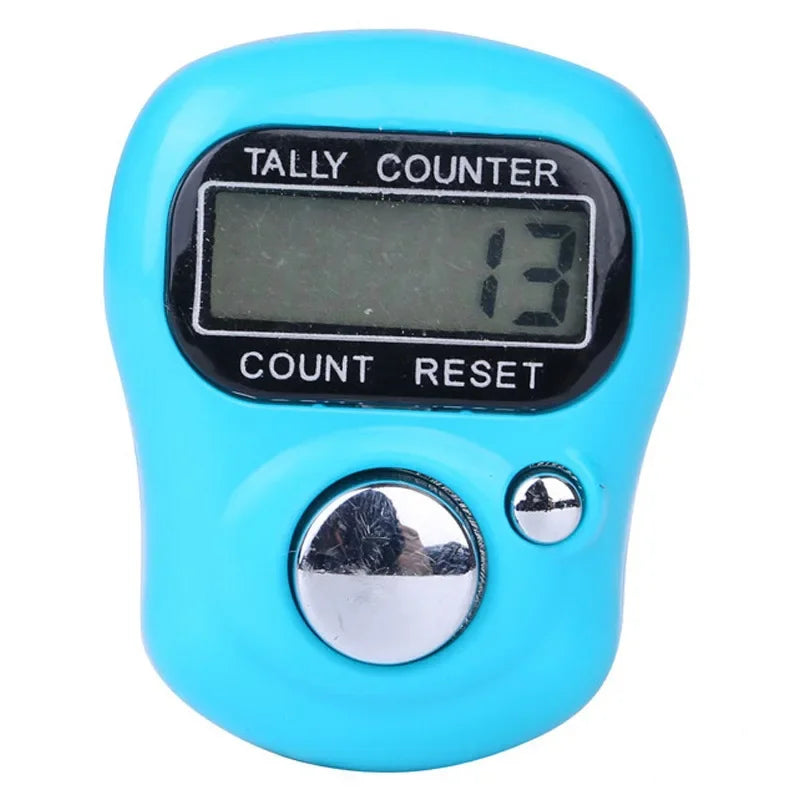 Mini Finger Counter Islamic Bead 5 Digital LED Electronic Handheld Tally Counter Clicker Counter Ring Qme SKY BLUE