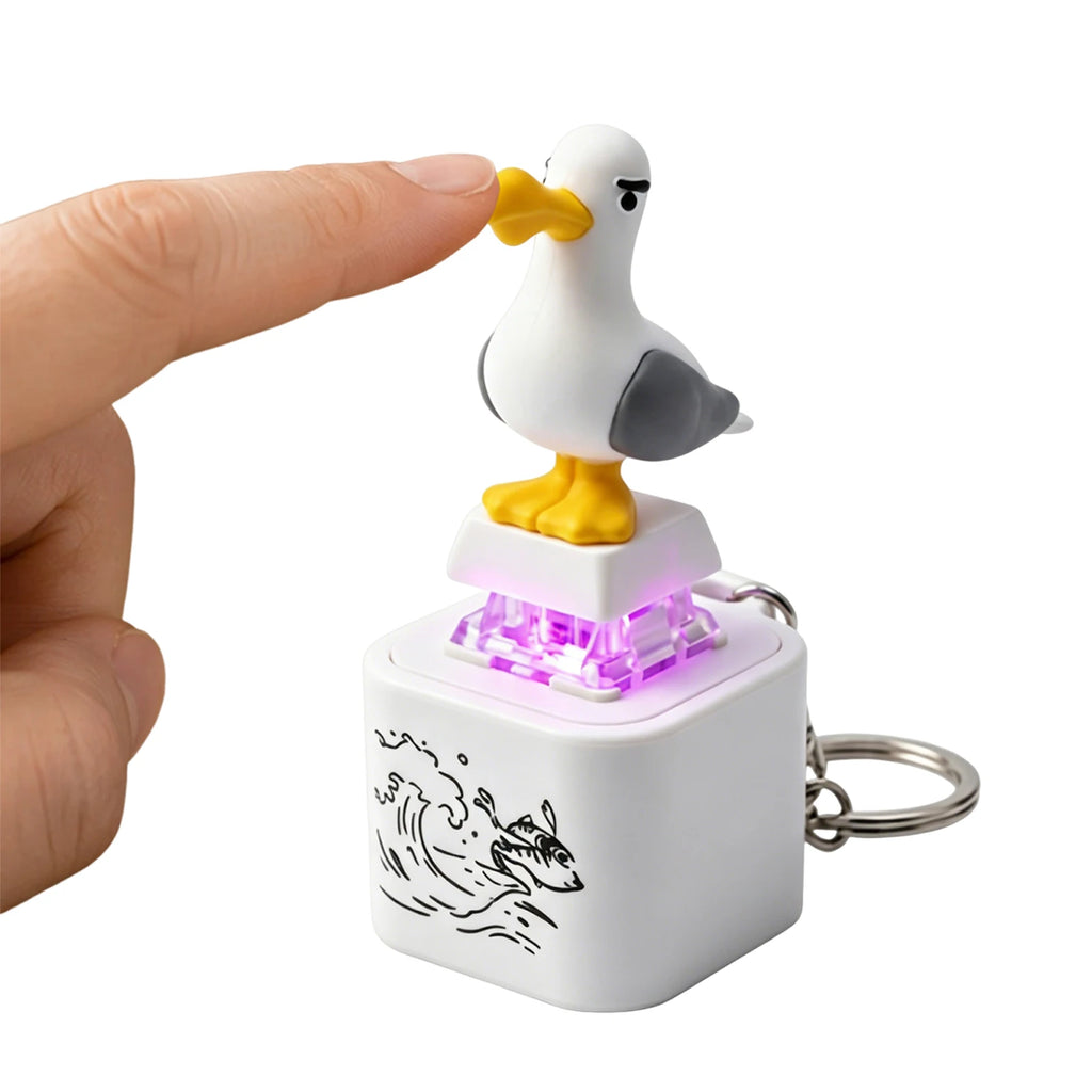 1/2PCS Seagull Button Keychain Animal Pendant Decorations Fun Fidget Clicker Toy for Office Desk Stress Relief Decompression Qme