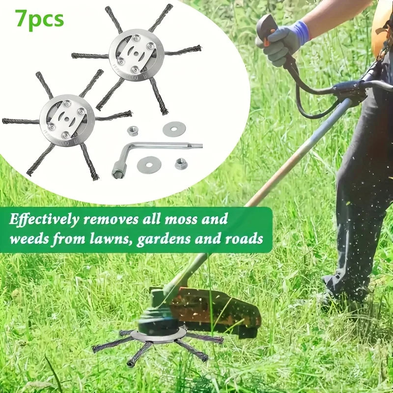 6Inch Steel Wire Wheel Head Grass Trimmer Head Universal Weeding Brush for Courtyard Sidewalk Lawn Brushcutter Removal Moss Rust Qme
