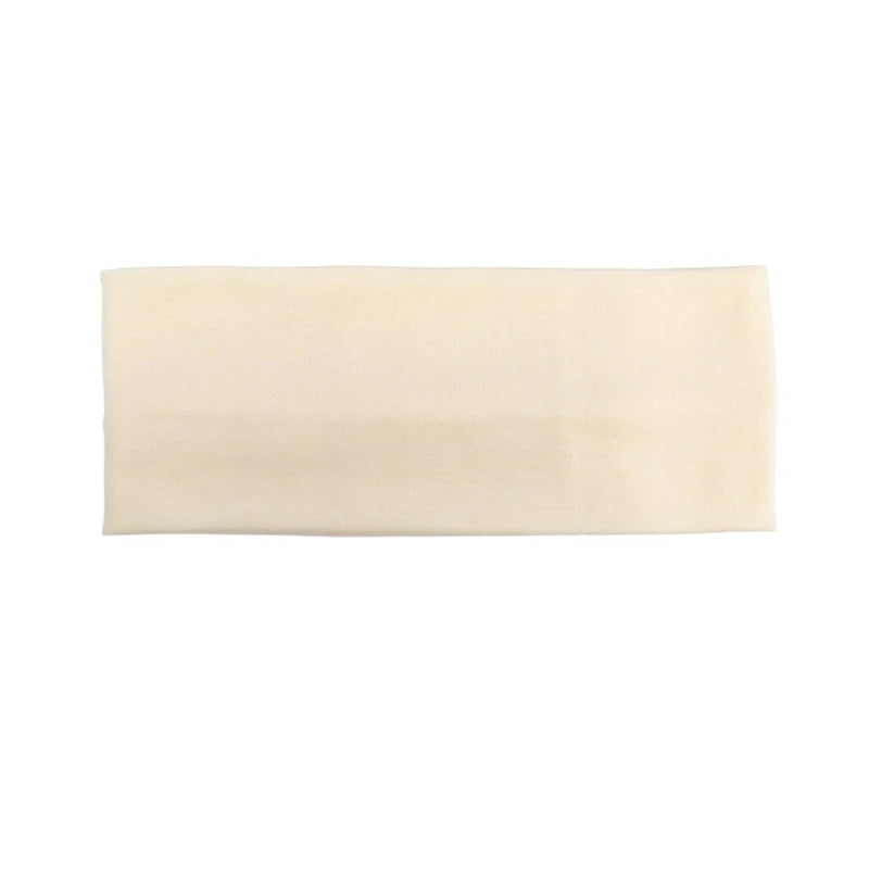 Unisex Simple Solid Running Sports Yoga Headband Absorb Sweat Elastic Qme Light Yellow