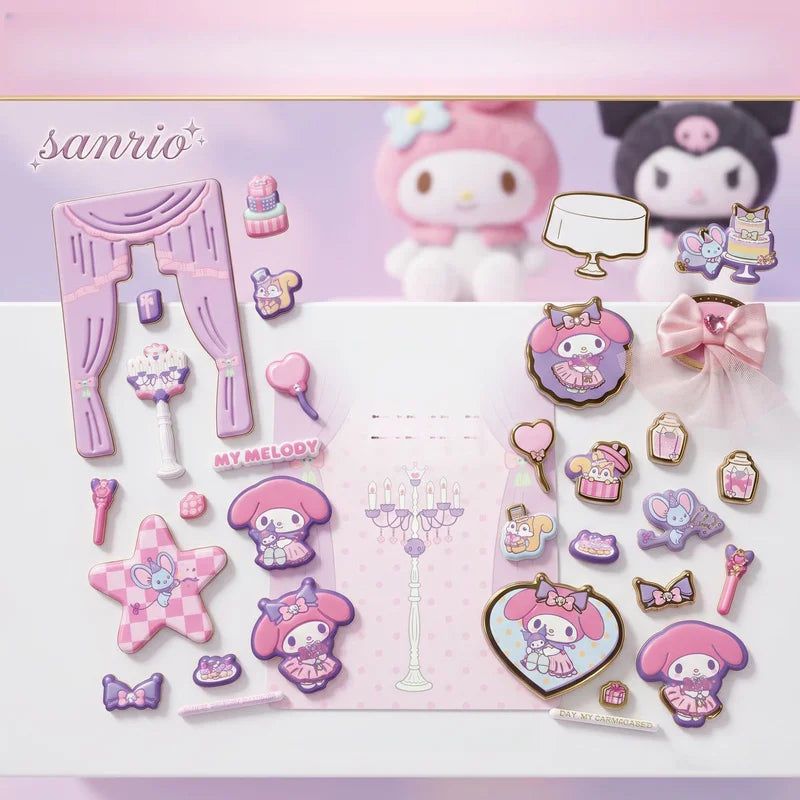 Hello Kitty Kuromi Cartoon Crystal Stickers Student 3D Embossed Qme
