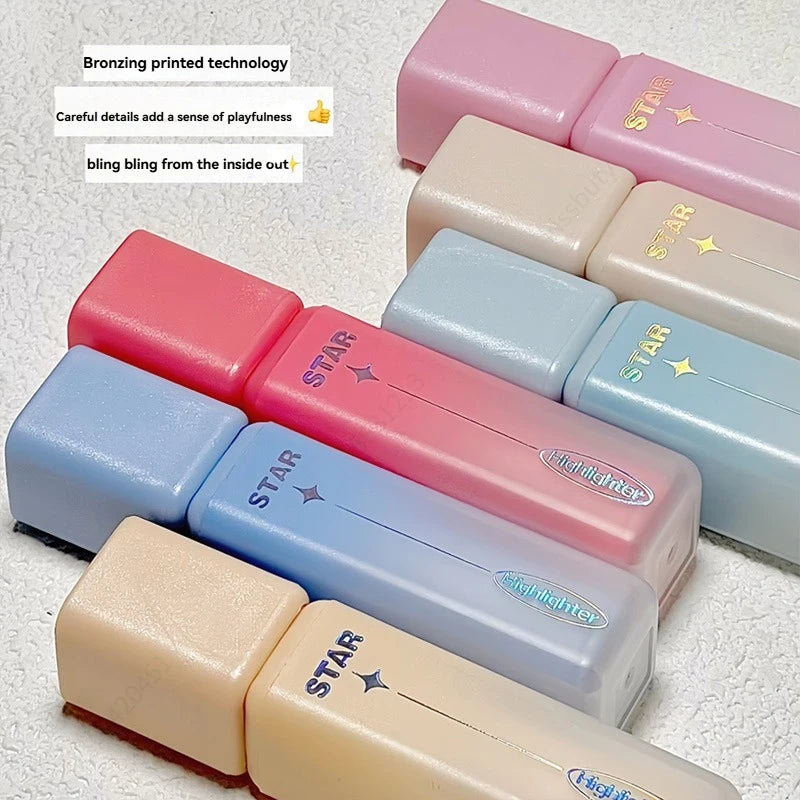 6 Pack Glitter Highlighters,Assorted Colors, Chisel Tip Aesthetic Highlighters, Ins Cute Markers Qme