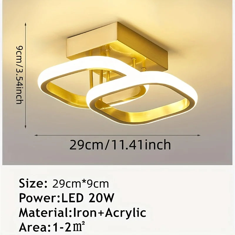 LED Corridor Light Minimalist Modern Small Light Living Room Bedroom Balcony Foyer Light Wardrobe Nordic Creative Ceiling Light Qme 2082Golden