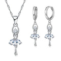 High-End Women Jewelry Sets Ballet Girls Figure Lady Usual 925 Sterling Silver Color Necklace And Hoop Earrings Accessory Qme Default Title