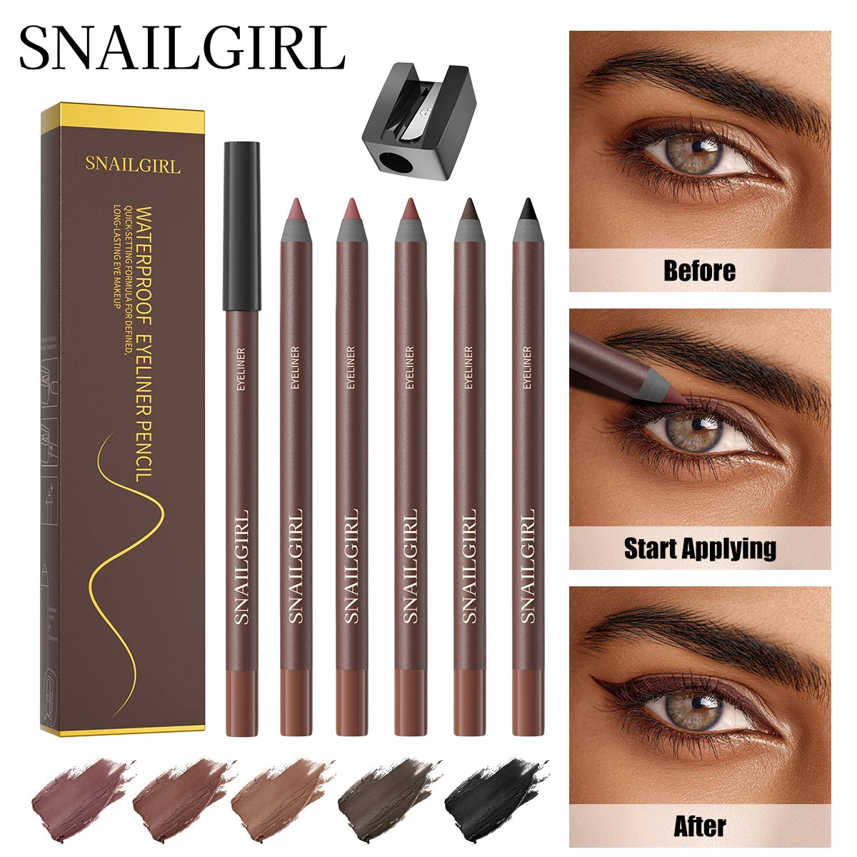 Eyeliner Pen, Waterproof And Sweatproof, Long Lasting Smudge ProofHard Refill Eyebrow Pencil Qme