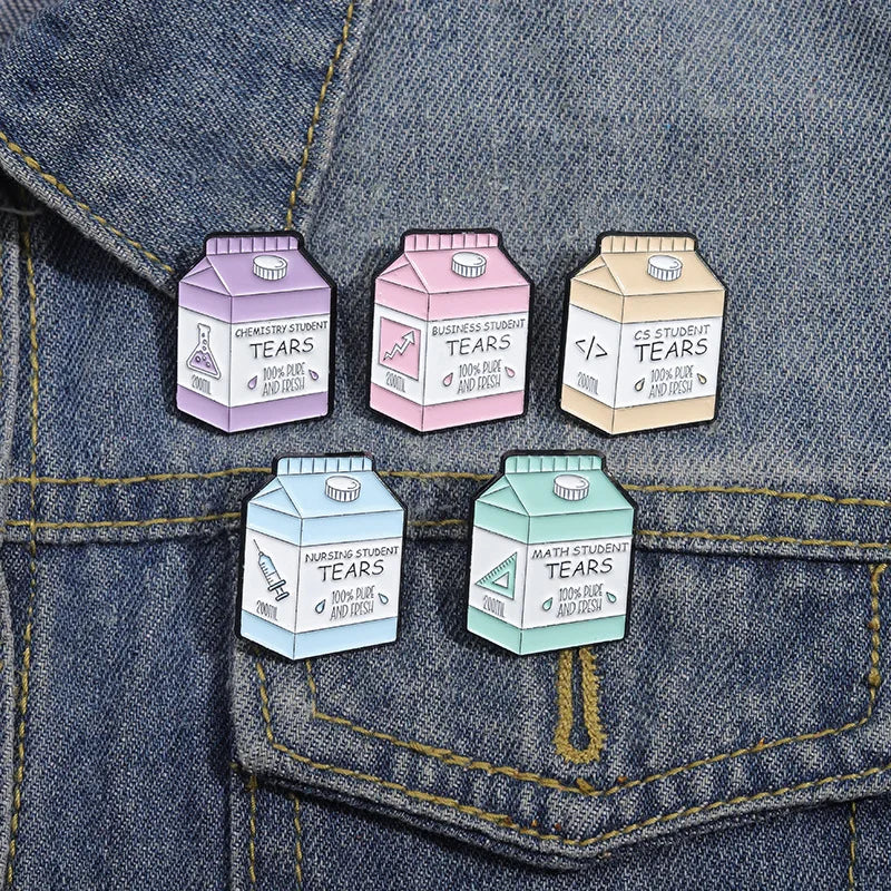 Nursing Chemistry Math CS Enamel Pins Business Student Tears Container Brooches Backpack Decoration Lapel Badge Jewelry Gifts Qme