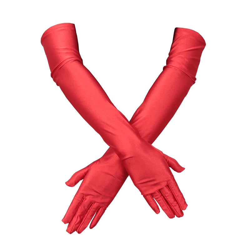 Women Long Gloves Finger Elbow Protection Opera Evening Party Prom Qme
