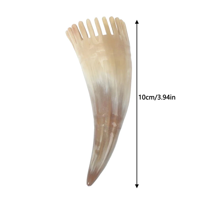 Hairdressing Tools Cow Horn Hair Scrubbing Combs Clean Scalp Head Qme onesize