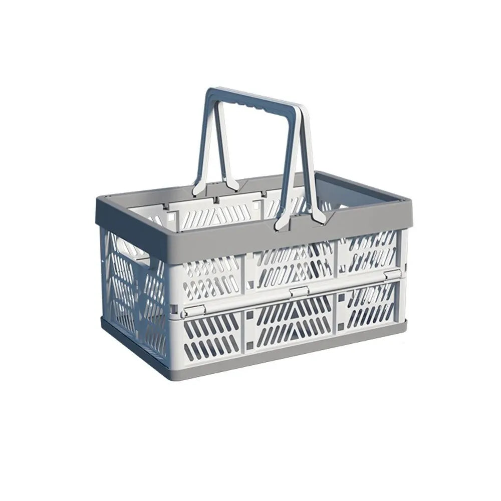1/2PCS Folding Portable Fruit And Vegetable Storage Basket Sundry Arrangement Thickened Plastic Picnic Basket Qme Grey Trumpet