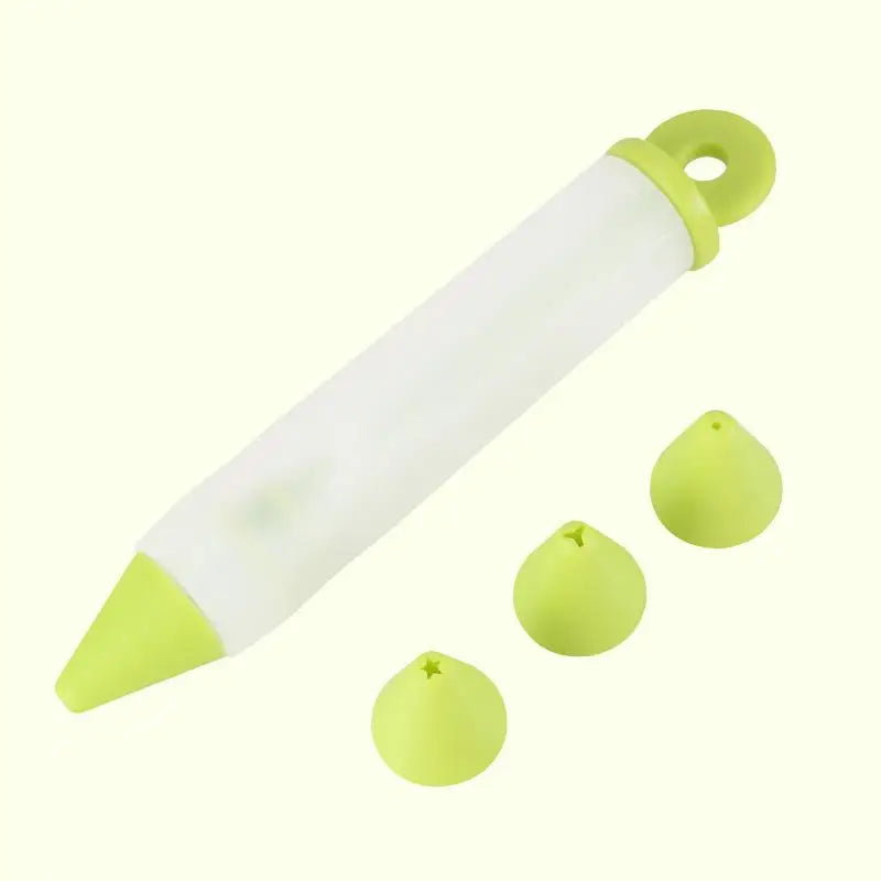 4-Head Piping Tip Silicone Chocolate Butter Pen Bags Bottles Writing Qme Green Piping Pen