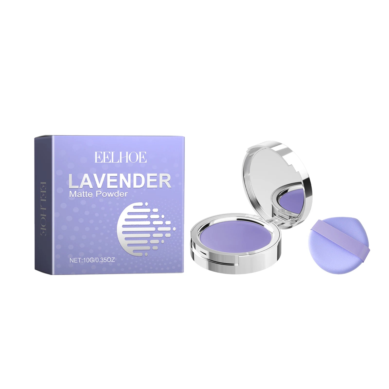 Lavender Matte Powder Oil Control Setting Powder Waterproof Smoothing Makeup Foundation Powder with Puff Loose Setting Powder Qme 1Pcs 10g