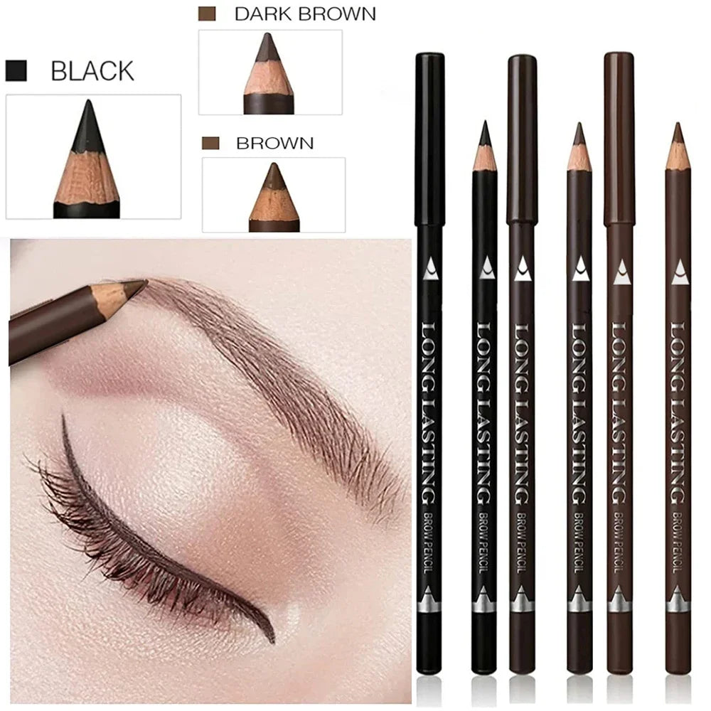 6/12Pcs Eye Brow Pencil Waterproof Professional Women Eye Makeup Pen Easy Color Natural Black Brown Cosmetic Beauty Eyebrow Tool Qme